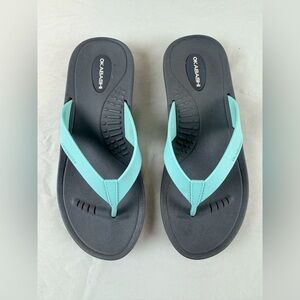 Okabashi kids Black and Aqua flip flop sandals